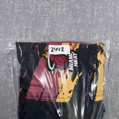 Miami Heat Jacket Mens Large Black Red NBA Basketball Varsity Zipway Snap Button