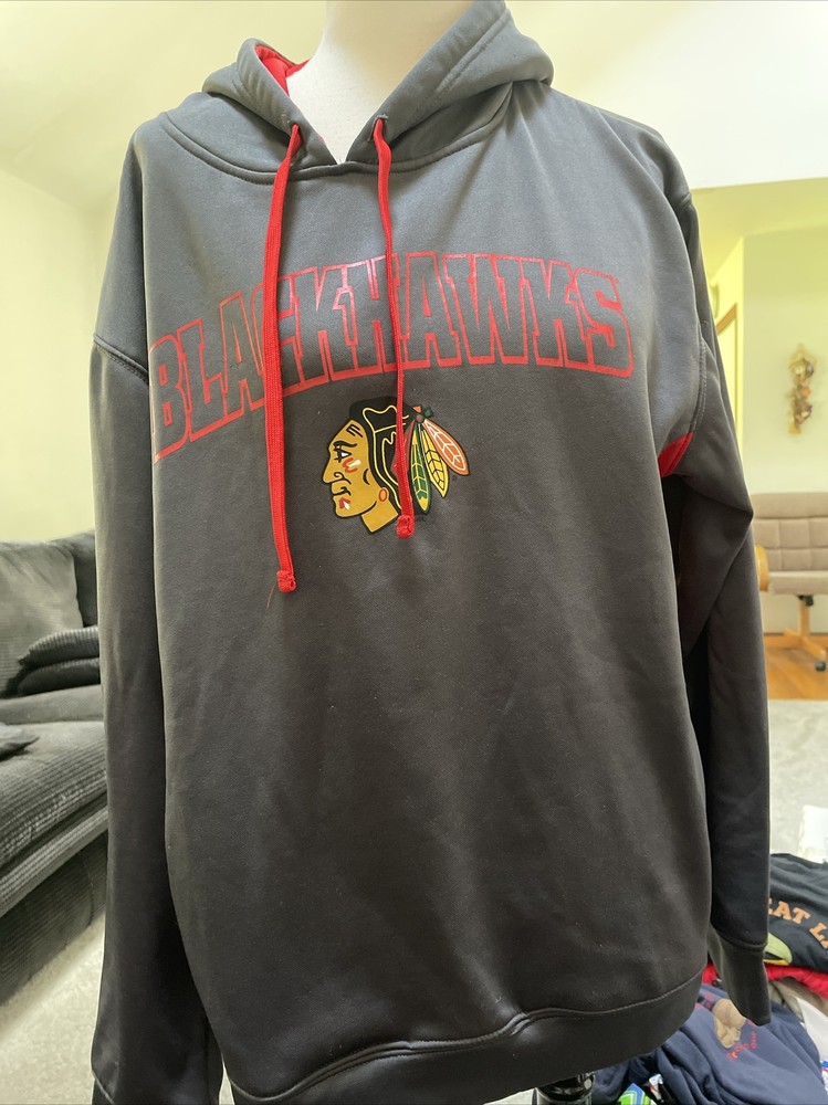 NHL Chicago Black Hawks Dark Gray Hoodie Long Sleeve Size Medium