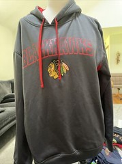 NHL Chicago Black Hawks Dark Gray Hoodie Long Sleeve Size Medium