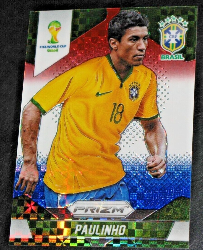 2014 Prizm World Cup Paulinho Red White Blue Plaid RWB Prizms Brazil