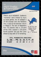 Matthew Stafford – 2011 Topps Finest #89 Refractor – Lions
