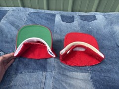 Vtg Pair Of 2 Sports Specialties 49ers Red Cursive Script SnapBack Hats Corduroy