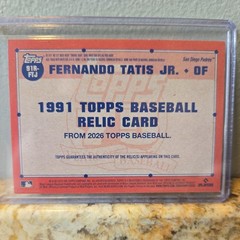 2026 Topps Fernando Tatis Jr 1991 Topps Relic 91R-FTJ Game Used Padres