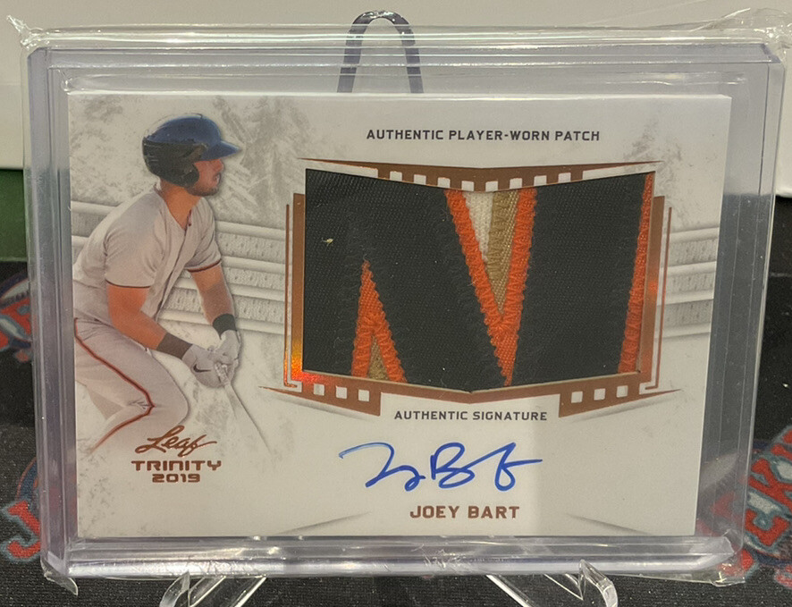 2019 Leaf Trinity Joey Bart Giants Letter Patch Auto 4 Color Patch