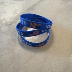 3 USA Silicone Wristbands Soccer Football Fan Bracelet Red White Blue