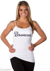 All Sport Couture Womens NFL Denver Broncos Double Team White Tank Top Shirt NWT