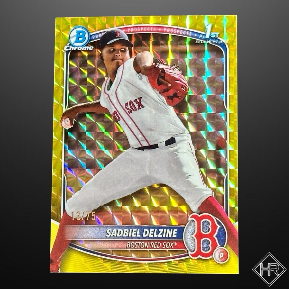 2025 Bowman Chrome Sadbiel Delzine 1st Bowman Yellow Geometric /75 Red Sox
