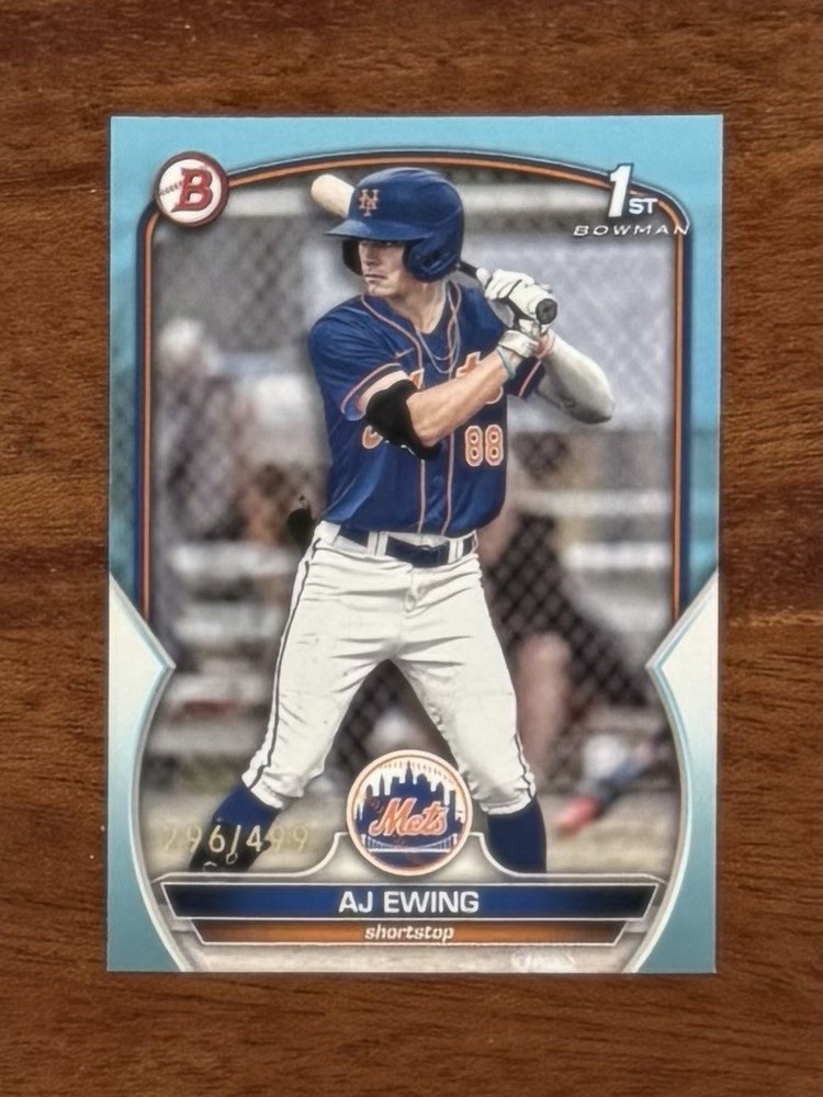 2023 Bowman Draft AJ Ewing Sky Blue 1st Bowman NY Mets 296/499