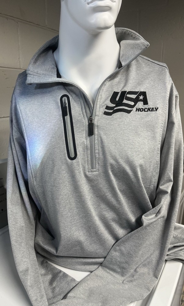 USA HOCKEY QUARTER ZIP SLIM FIT SWEATER XL GREY USED GREAT CONDITION EXTRA LARGE