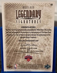 2000-01 Upper Deck NBA Legends WILLIS REED Legendary Signatures AUTO Knicks