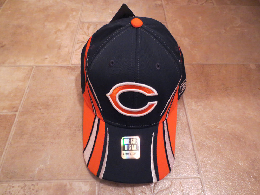 NFL Chicago Bears Orange, Navy Blue, and White Baseball Cap Hat with Logo, 145