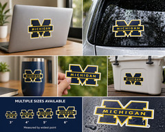 Michigan Wolverines Logo Laminated Vinyl Decal Sticker All Weather Safe