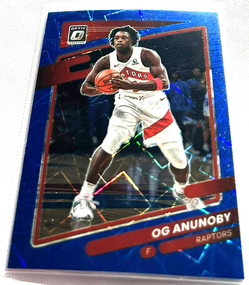 2021-22 Panini Donruss Optic Basketball OG Anunoby Toronto Raptors Blue Velocity