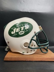 Vintage New York Jets NFL Helmet Phone Telephone On Wood Base Riddell – UNTESTED