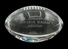 RARE 1996 Super Bowl XXX Crystal Football Paperweight Sun Devil Stadium Arizona