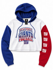 NFL Team Apparel New York Giants Girls Crop Hoodie Size M White Blue Red NFL