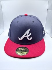 New Era Navy and Red Atlanta &lsquo;A&rsquo; Fitted Cap 7 3/8