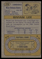 Bivian Lee 1974 Topps #229 RC New Orleans Saints EX MC OC