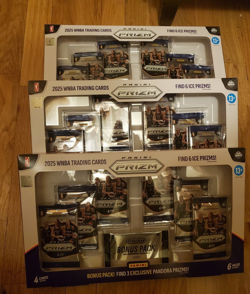 Lot of three 2025 Prizm WNBA Sealed Boxes of 6 Packs + 1 Bonus Pandora Pack