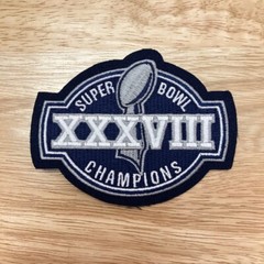 SUPER BOWL 38 (XXXVIII) CHAMPIONS NEW ENGLAND PATRIOTS Sew-On 4.5&Prime; x 3.5&Prime; Patch