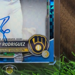 2025 Bowman Chrome Yophery Rodriguez Auto Blue Geo Refractor 1st RC /150 Brewers