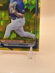 2024 Bowman Draft Sapphire Brandon Sproat Yellow BDC-90 1/75 Mets Brewer Bookend