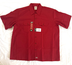 Dickies work Shirt short sleeve Red Button up 1574ER sz 2XL