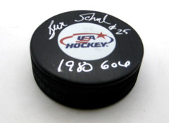 BUZZ SCHNEIDER 1980 USA HOCKEY GOLD MEDAL AUTOGRAPHED PUCK COA FREE SHIPPING!