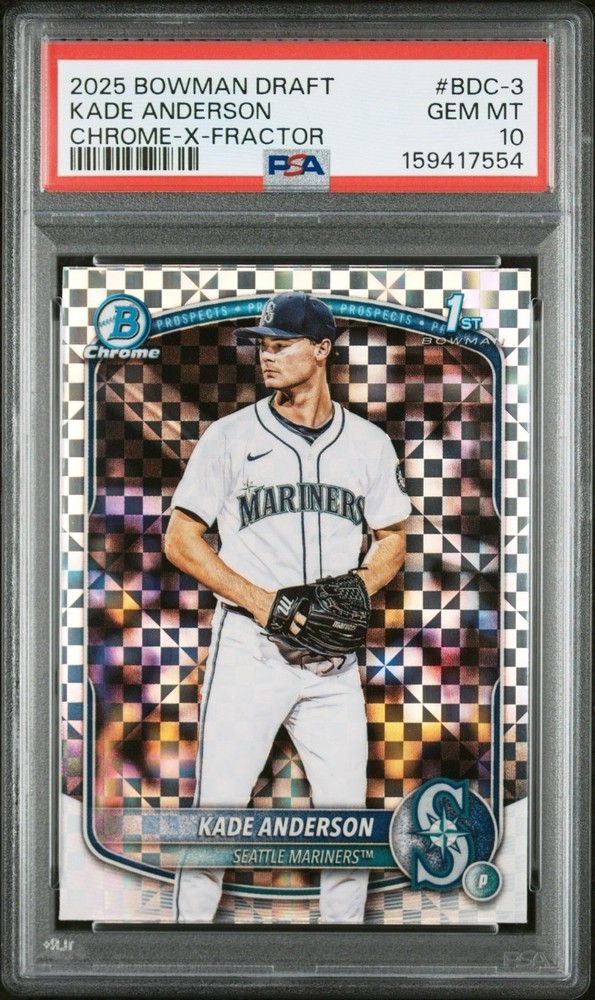 2025 Bowman Draft Chrome Kade Anderson #BDC-3 X-Fractor Gem Mint PSA 10 Mariners