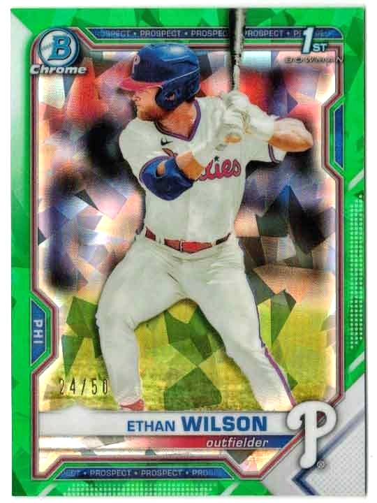 ETHAN WILSON 2021 Bowman Draft Sapphire #BDC-140 Rookie GREEN /50 1st RC SP!