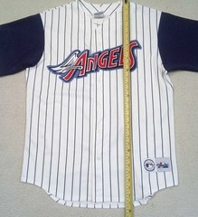 RARE VTG 1997-01 Anaheim Angels Pinstripes Baseball Jersey Majestic USA Made SzM