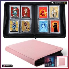 WITHYU Toploader Binder Holds 128 Top Loaders, 4 Pocket Ringless Card Holder for