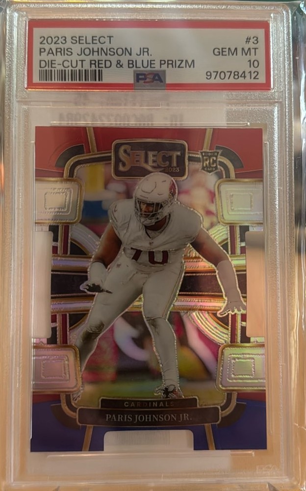 2023 Panini Select #3 Paris Johnson Jr. Red and Blue Prizms Die-Cut