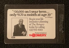 1978 The Bowery Bank Calendar Card *** JOE DiMAGGIO *** New York Yankees HOF