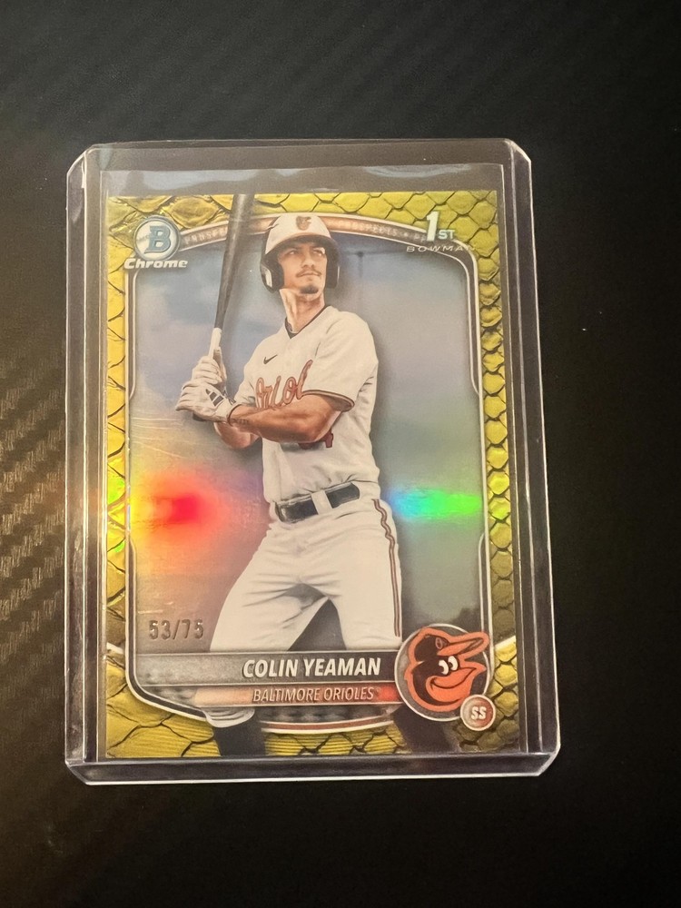 2025 Bowman Draft #BDC-47 Colin Yeaman Chrome Yellow Reptilian Refractor #/75