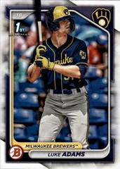 Luke Adams 2024 Topps 1st Bowman Prospect Milwaukee Brewers MLB Card # BP-50