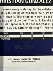 Christian Gonzalez /699 + /899-25’ Panini Revolution #155 + BRONZE #280-Patriots