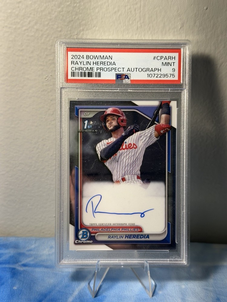RAYLIN HEREDIA 2024 BOWMAN CHROME PROSPECT AUTO #CPARH ROOKIE RC PSA 9 AUTO