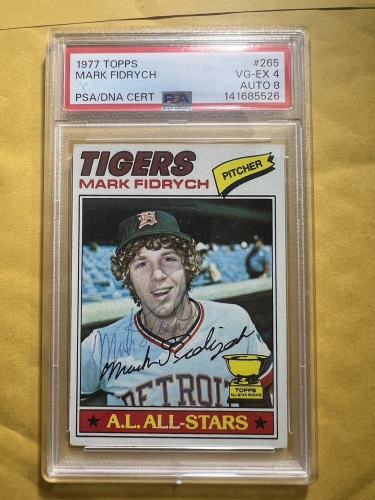 1977 Topps Mark Fidrych Detroit Tigers Rookie Card RC Autograph PSA 8 Card 4