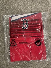 Boston Red Sox New Era Womens Foil 3/4 Sleeve Raglan Red and Navy T-Shirt L