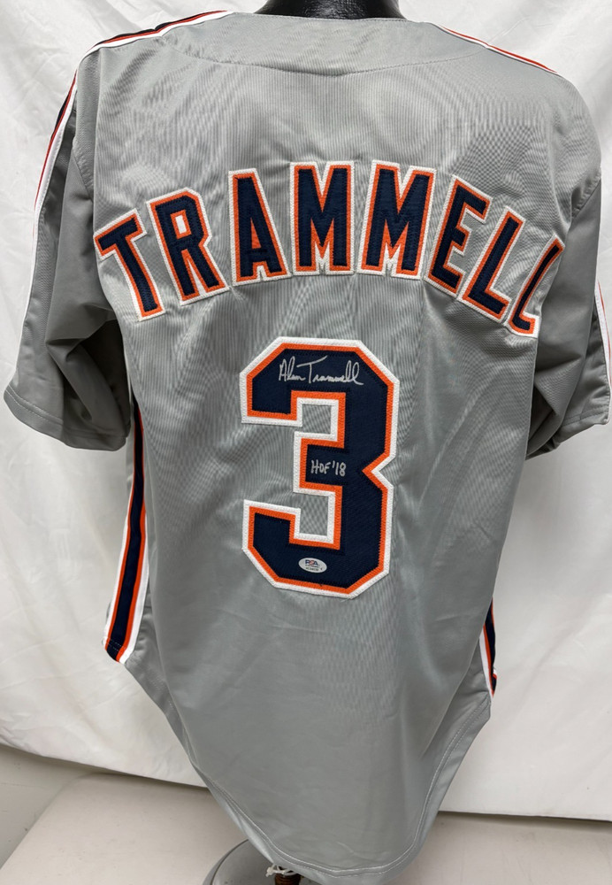 Alan Trammell Signed Custom Gray Player Jersey HOF 18 Inscription PSA 030