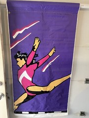 Gymnastics Gym Vinyl Promotional Club Meet Banner Purple 30” X 60” – EUC!