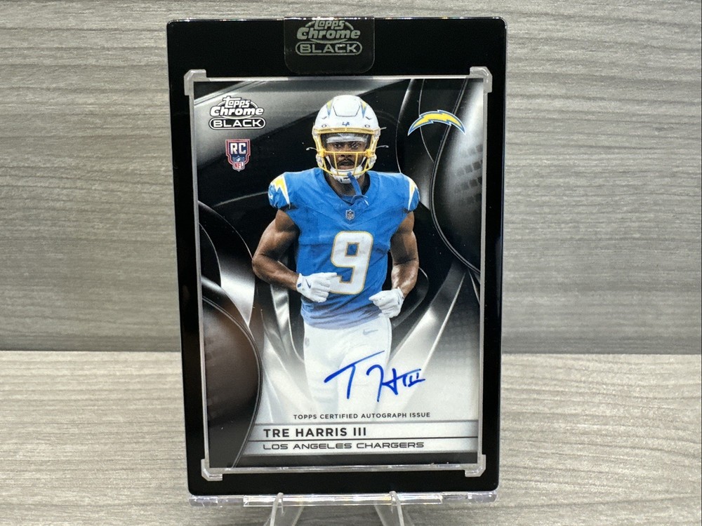 2025 Topps Chrome Black Football Tre Harris III Chargers Rookie Auto