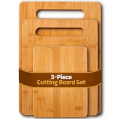 Bamboo Cutting 3-Piece with Handles – 9.5&Prime;x13&Prime;, 8.5&Prime;x11&Prime;, 6&Prime;x8&Prime;, Natural