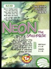 1999 Beanie Babies 2nd Edition Series 4 Neon the Seahorse #212