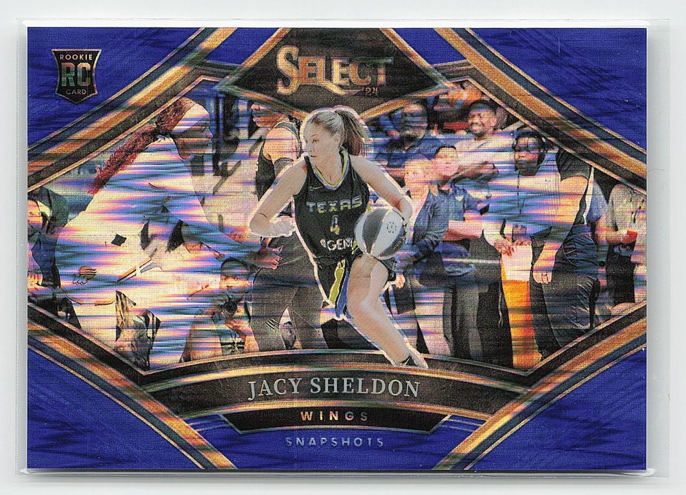 2024 Panini Select WNBA #25 Jacy Sheldon Snapshots Prizms Blue Rookie Flash #/99