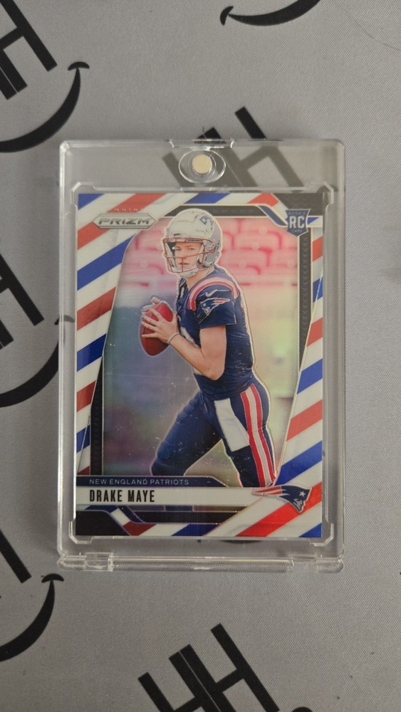 2024 Panini Prizm Drake Maye #329 Red White & Blue Prizm (RC) Patriots