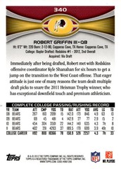 2012 Topps #340 Robert Griffin III Image Variation Rookie RC
