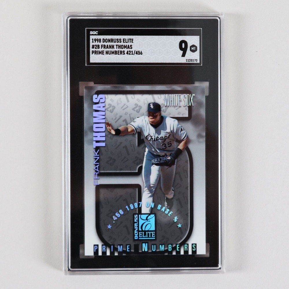 1998 Donruss Elite Frank Thomas Card #2B Prime Numbers 421/456 – Graded SGC MT 9