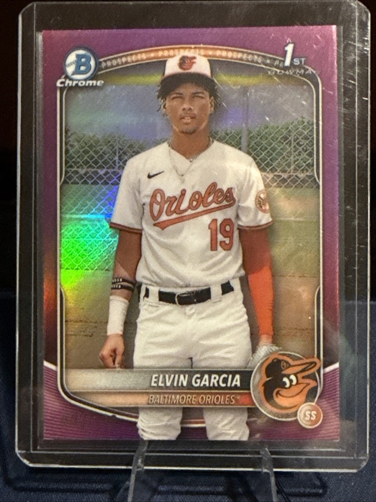 2025 Bowman – Chrome Prospects Elvin Garcia #BCP-124 Fuchsia Refractor /199 (RC)